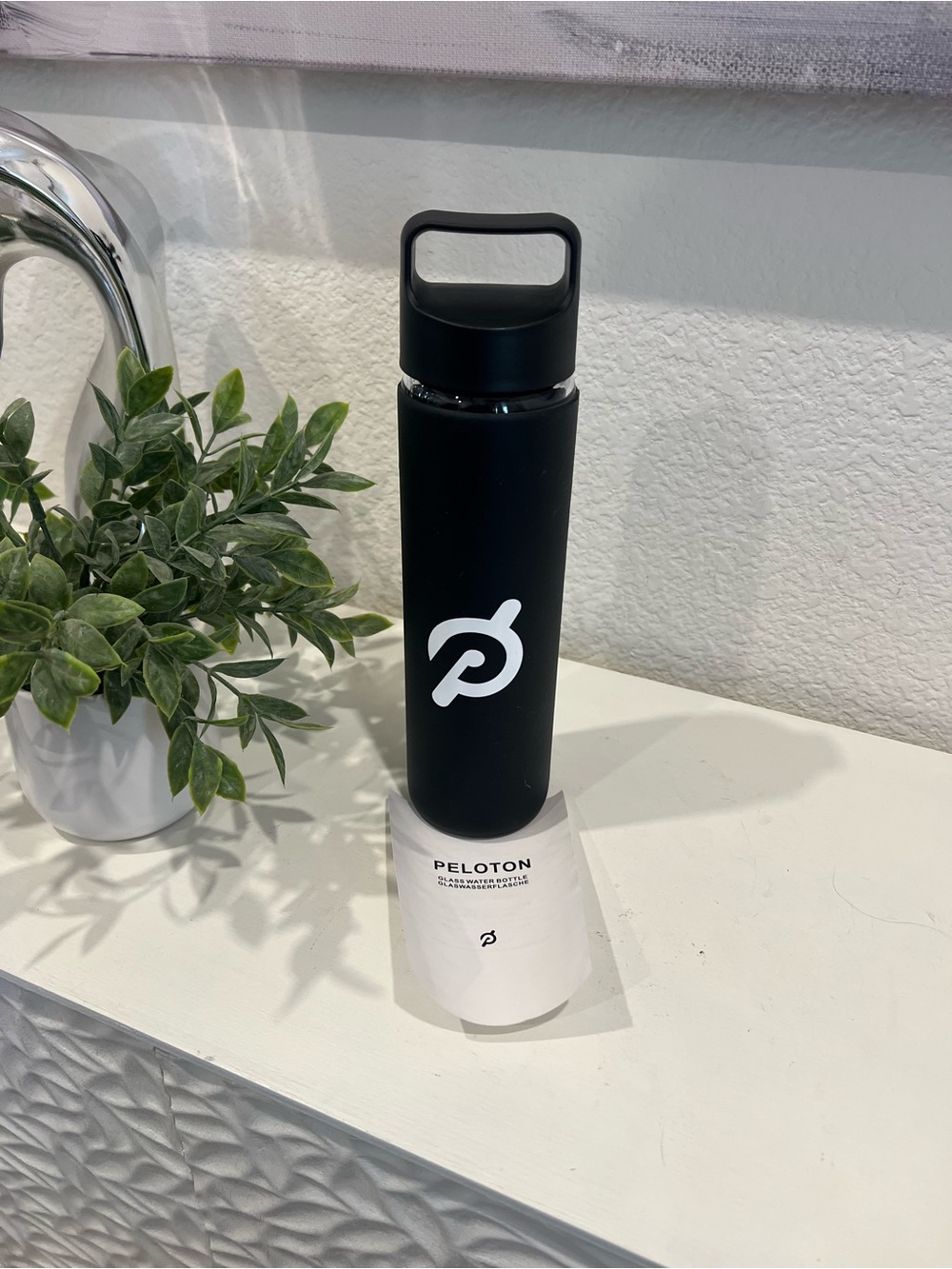Peloton Black Bottle with White Logo and Carry Handle